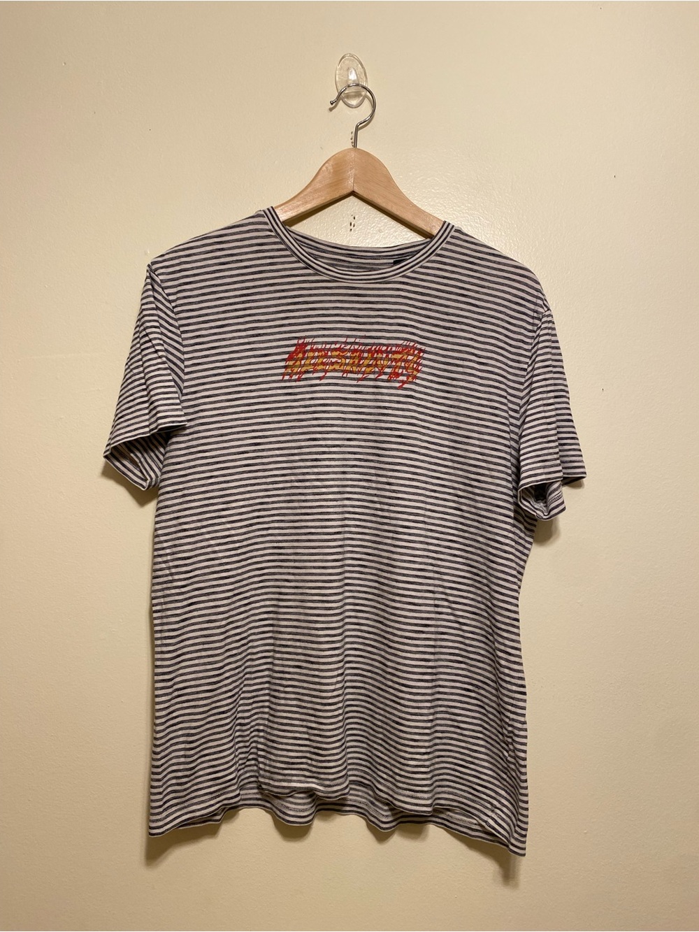 All Saints Black & White Striped Crewneck Tee . Size XS